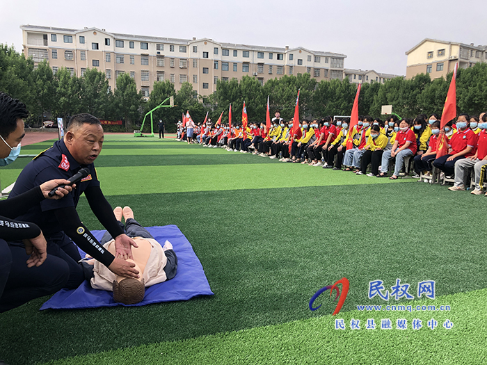 2022年民权县教体系统防汛减灾应急演练活动举行