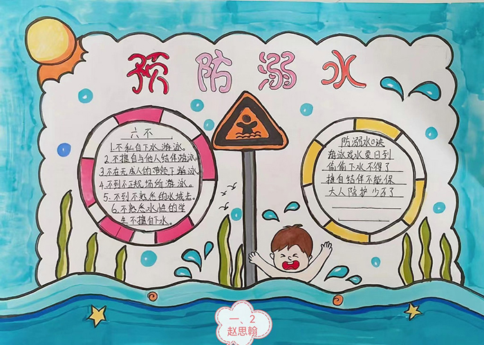 让防溺水安全教育入心入脑——民权县实验小学开展防溺水主题手抄报评比活动