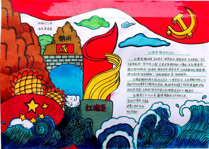 红旗渠精神助成长  红色基因永流传——民权县第三小学举办“红旗渠精神助成长”手抄报作品展
