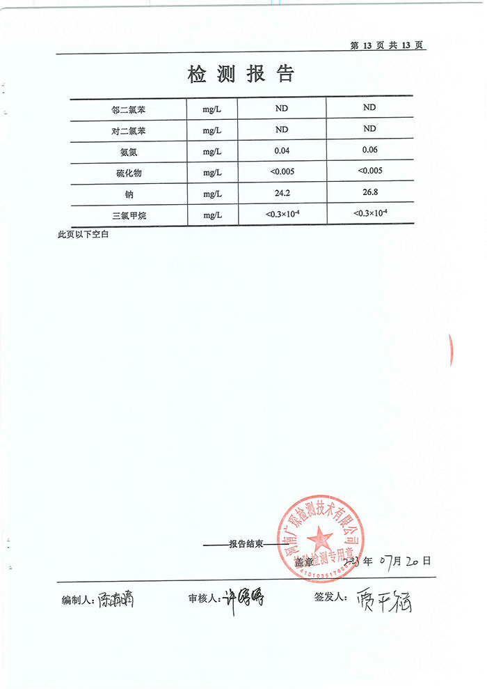 关于民权县水务公司水质检测报告的公示