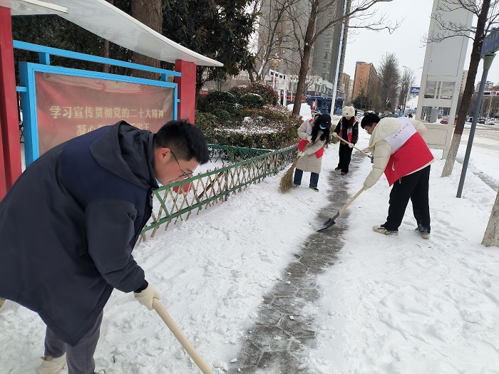 团县委组织大学生志愿者开展清雪除冰志愿服务活动