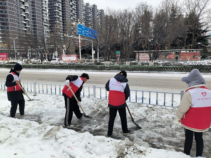 团县委组织大学生志愿者开展清雪除冰志愿服务活动