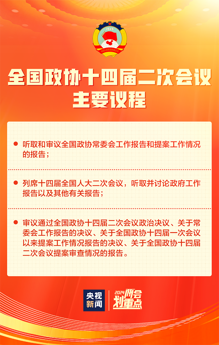 全国政协十四届二次会议4日下午开幕 会期6天 主要议程发布 全国政协十四届二次会议4日下午开幕 会期6天 主要议程发布